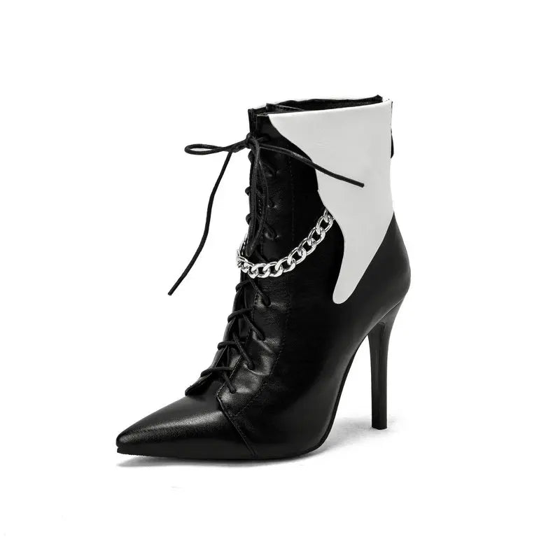 Snakeskin Stiletto Booties Black PU Leather Snakes Store