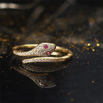 Diamond Snake Ring Ruby Eyes - Vignette | Snakes Store