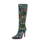 Colorful Snakeskin Knee High Boots Colorful Microfiber Snakes Store