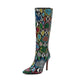 Colorful Snakeskin Knee High Boots Colorful Microfiber Snakes Store