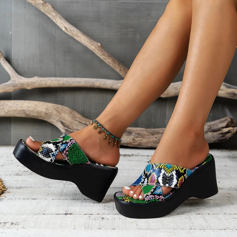 Multicolor Snakeskin Wedges Snakes Store