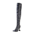 Blue Snakeskin Thigh High Boots - Vignette | Snakes Store