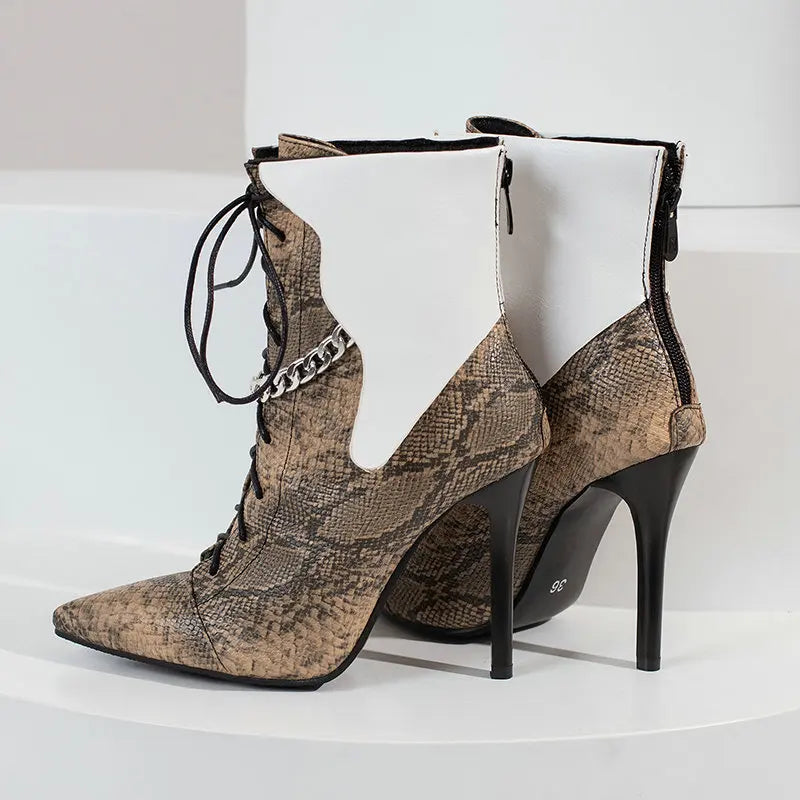 Snakeskin Stiletto Booties Snakes Store