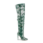 Green Snakeskin Thigh High Boots - Vignette | Snakes Store