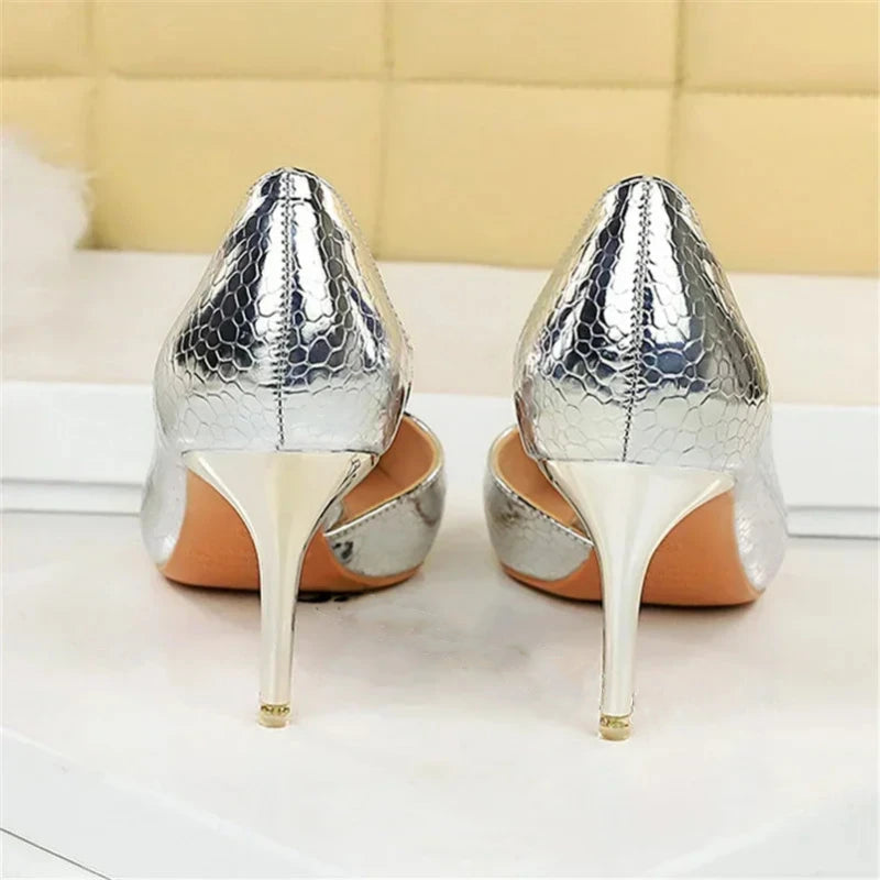 Silver Snakeskin Pumps Snakes Store