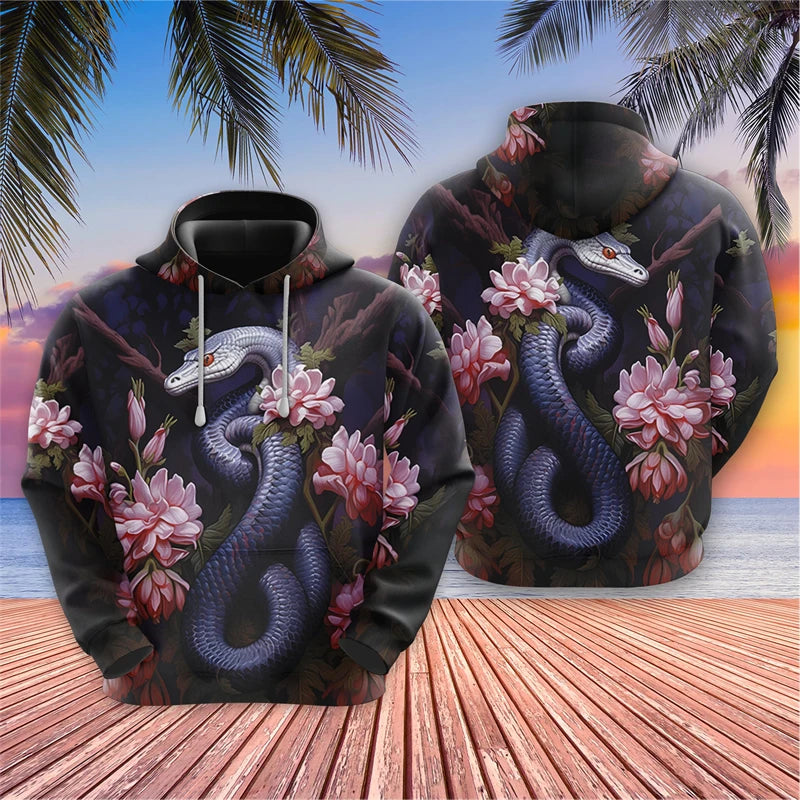 Snake and Flower in the Back Hoodie | Snakes Store™