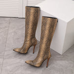 Brown Snakeskin Knee High Boots - Vignette | Snakes Store