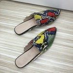 Colorful Snakeskin Flat Mules - Vignette | Snakes Store