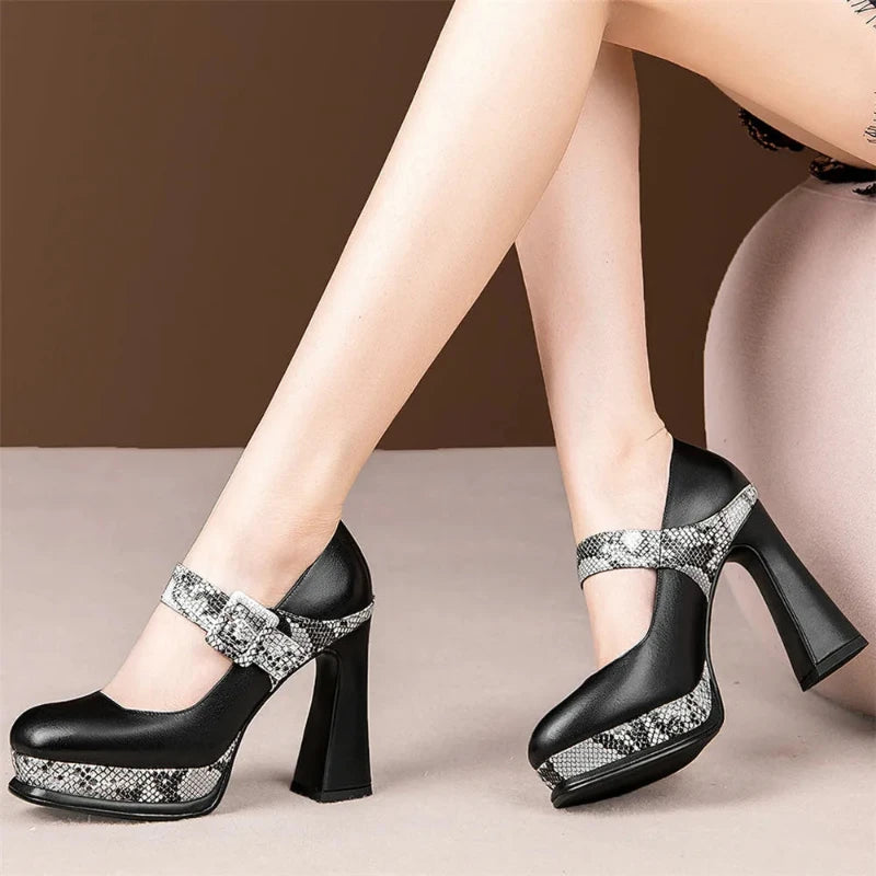 Snakeskin Platform Pumps Black Snakes Store