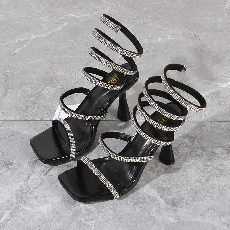 Snake Wrap Sandals Black Snakes Store