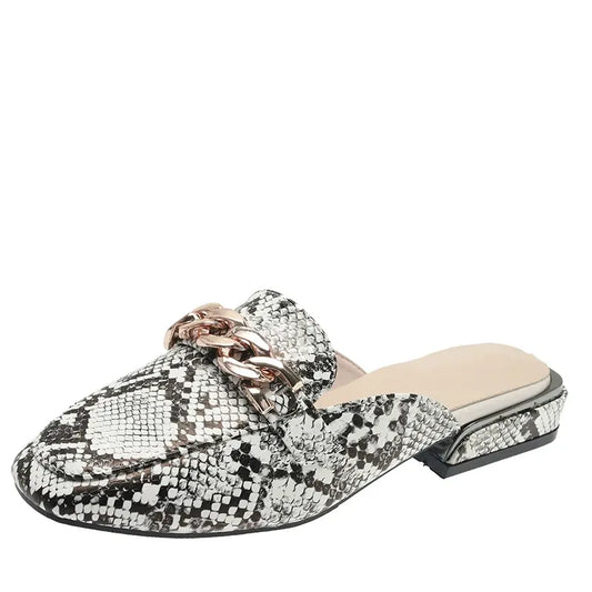 Snakeskin Flat Mules Grey Snakes Store