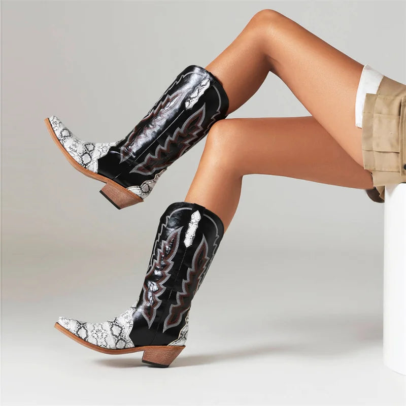 Womens Snake Print Cowboy Boots Snakes Store