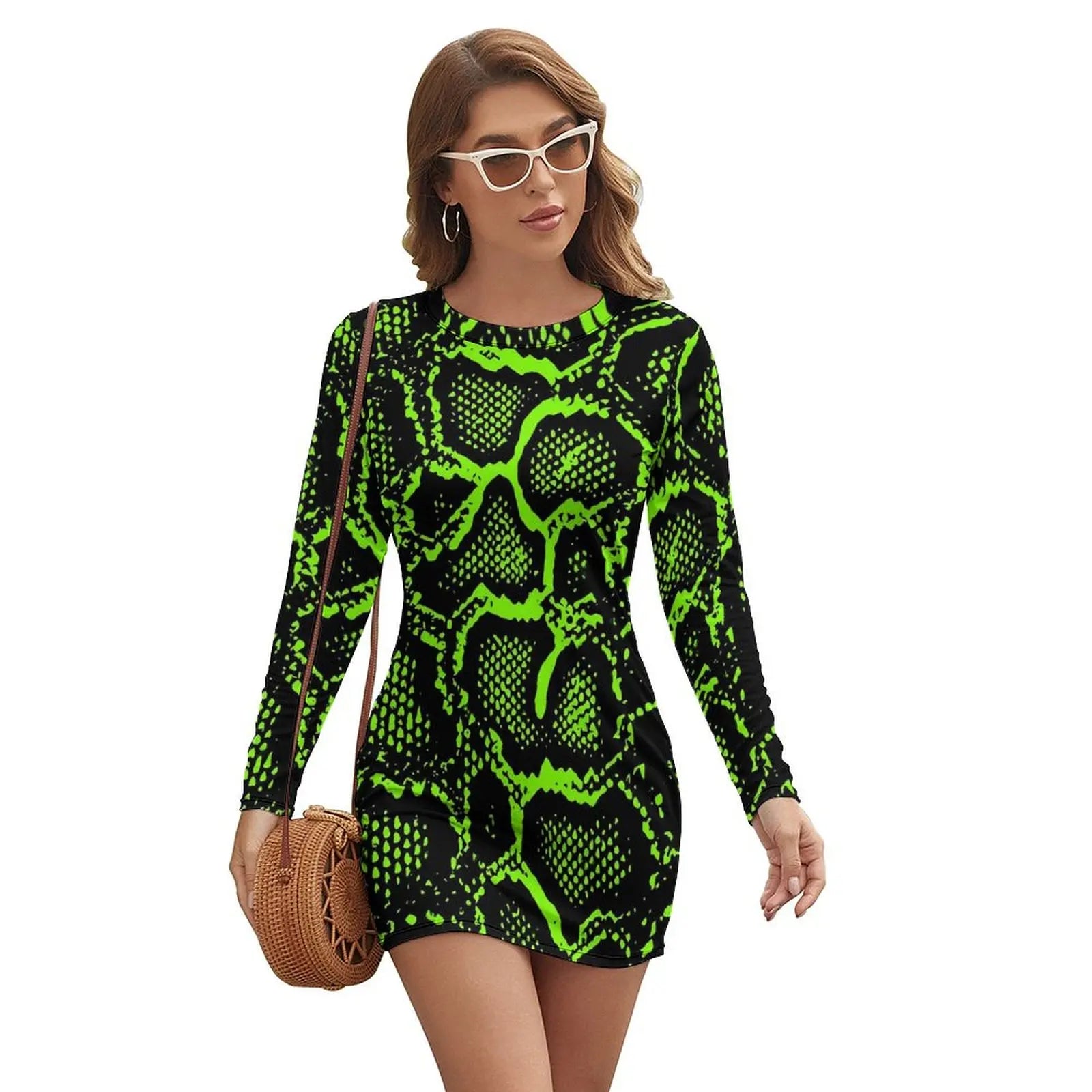 green snake dress Long Carla its the perfect fit for high Billie Dress - Lime Snake