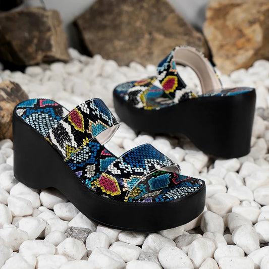 Multicolor Snakeskin Wedges Multicolor 1 Snakes Store