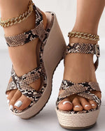 Brown Snakeskin Wedges - Vignette | Snakes Store