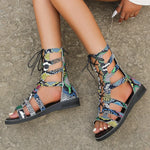 Snake Print Lace Up Sandals - Vignette | Snakes Store