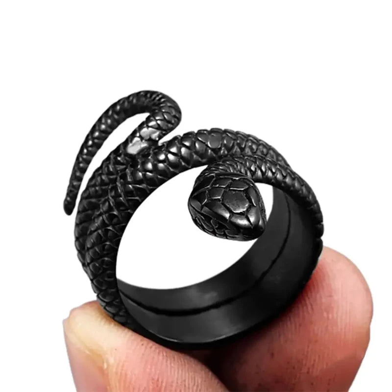 Serpent Ring Black 316L Stainless steel Snakes Store™