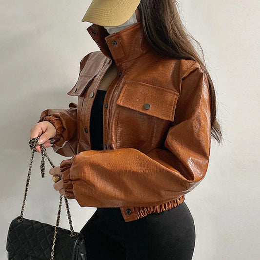 Snake Print Leather Jacket