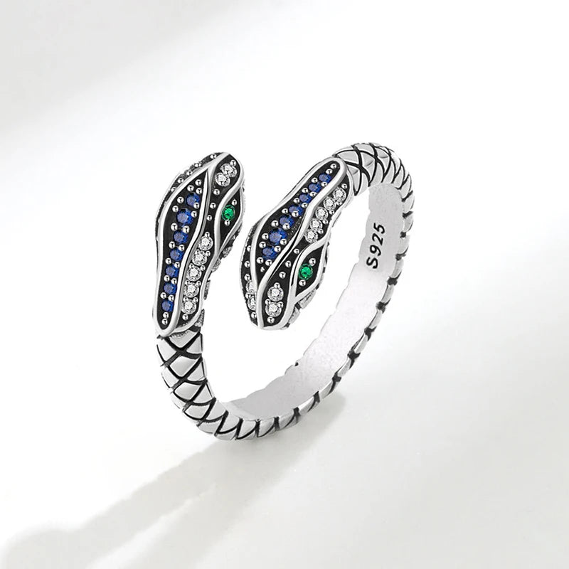 Blue Diamond Snake Ring Silver With Blue 925 Sterling Silver One fits for most Snakes Store