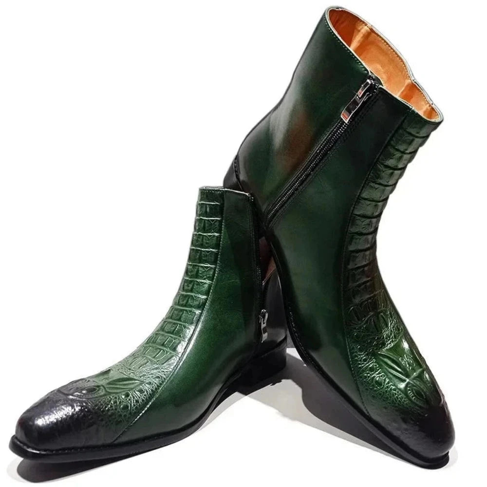 Green Snakeskin Boots Green Split Leather Snakes Store