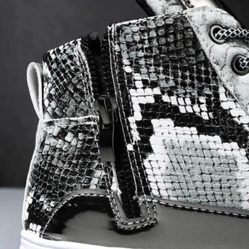 Black and White Snakeskin Sneakers Snakes Store