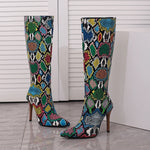 Colorful Snakeskin Knee High Boots - Vignette | Snakes Store