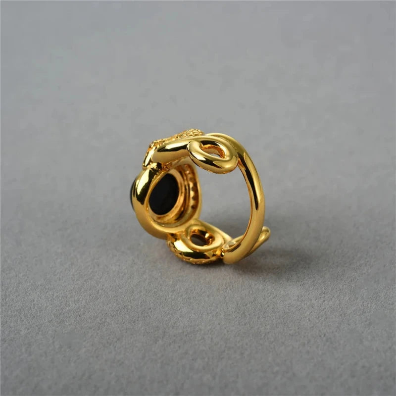 Black and Gold Snake Ring Snakes Store