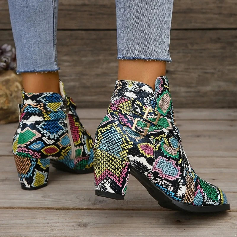 Buckle Snakeskin Booties Snakes Store