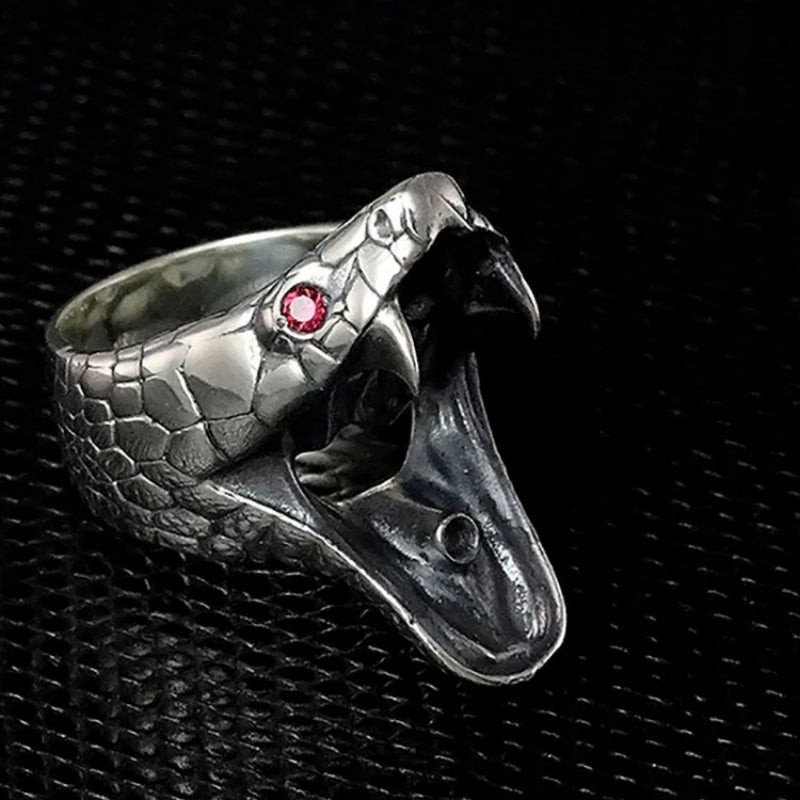 Open Mouth Snake Ring Silver Crystal One fits for most Snakes Store