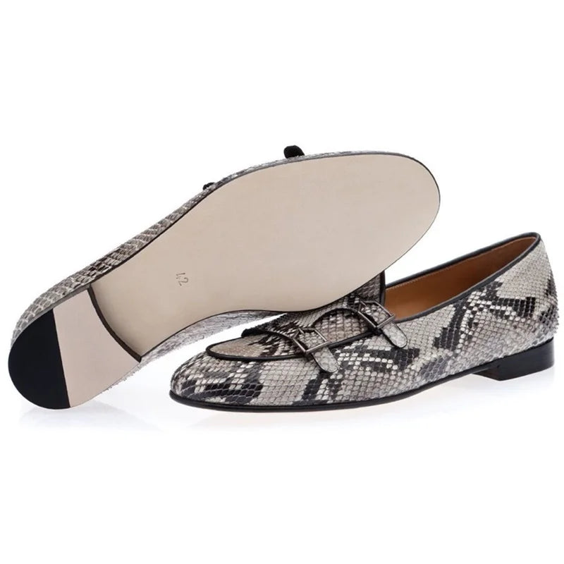 Grey Snakeskin Loafers Snakes Store