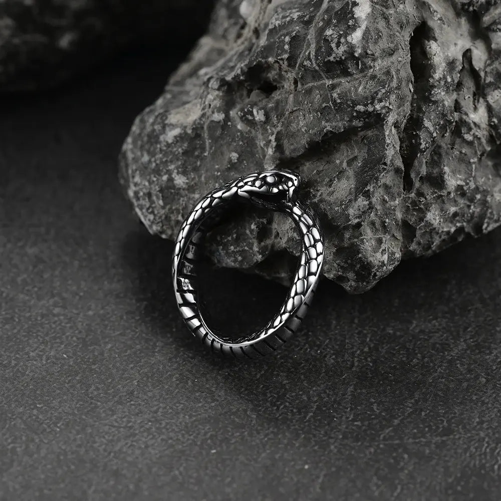 Silver Ouroboros Ring Snakes Store™