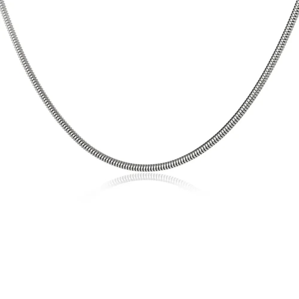 Silver Round Snake Chain Platinum Plated 3.2mm width | United States Snakes Store™