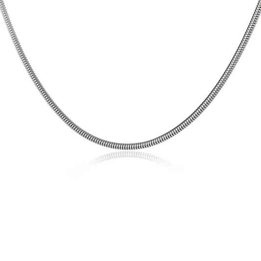 Silver Round Snake Chain Platinum Plated 3.2mm width | United States Snakes Store™