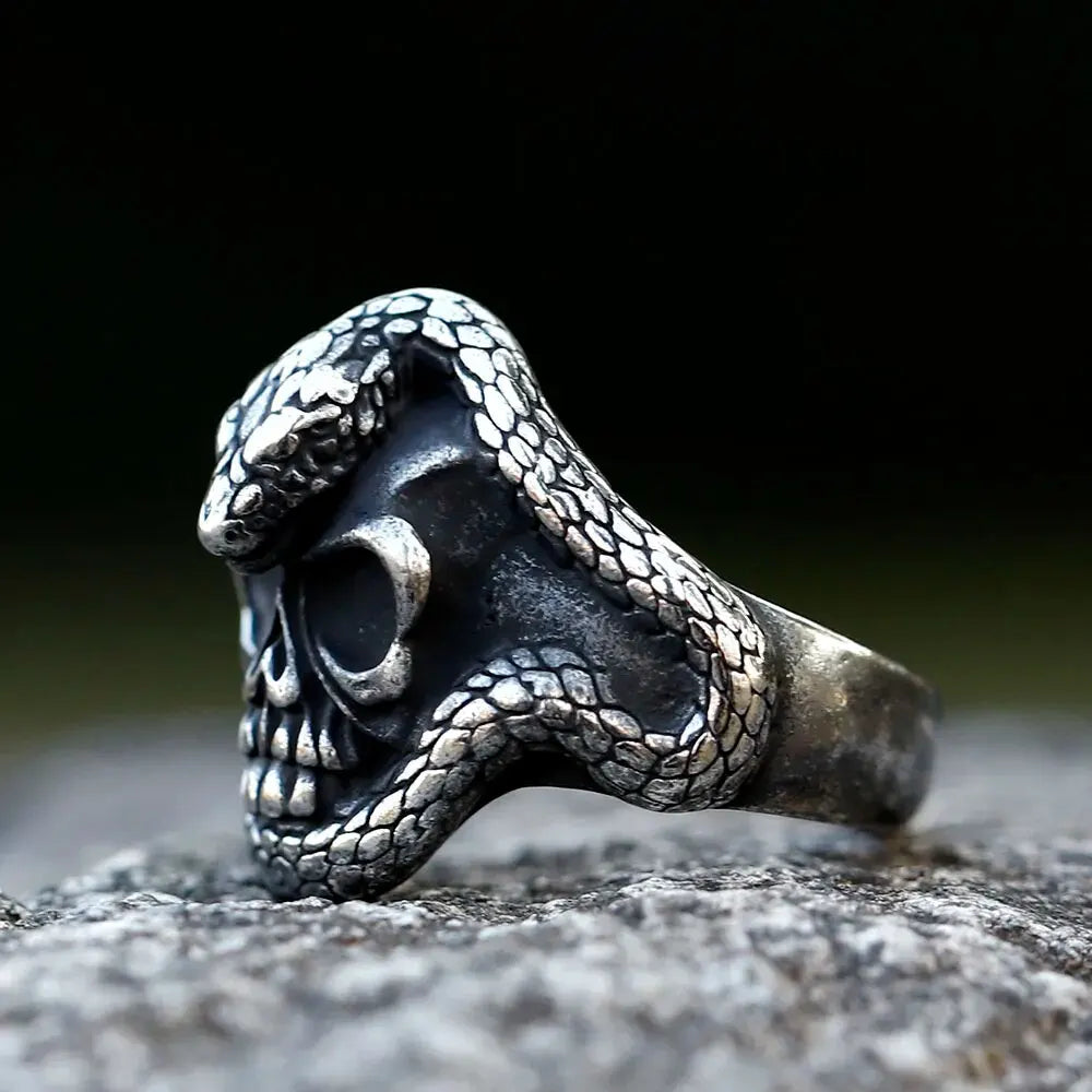 Silver Snake Skull Ring Snakes Store™