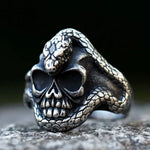 Silver Snake Skull Ring - Vignette | Snakes Store