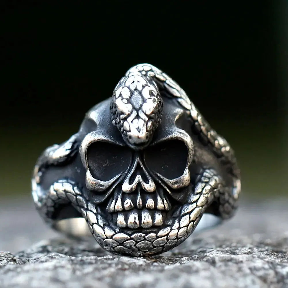 Silver Snake Skull Ring Silver Snakes Store™