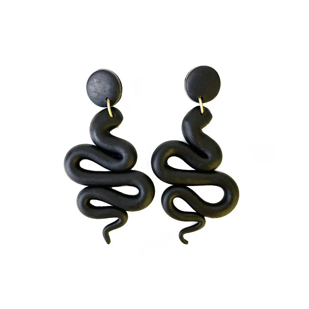 Snake Clay Earrings Black Snakes Store™