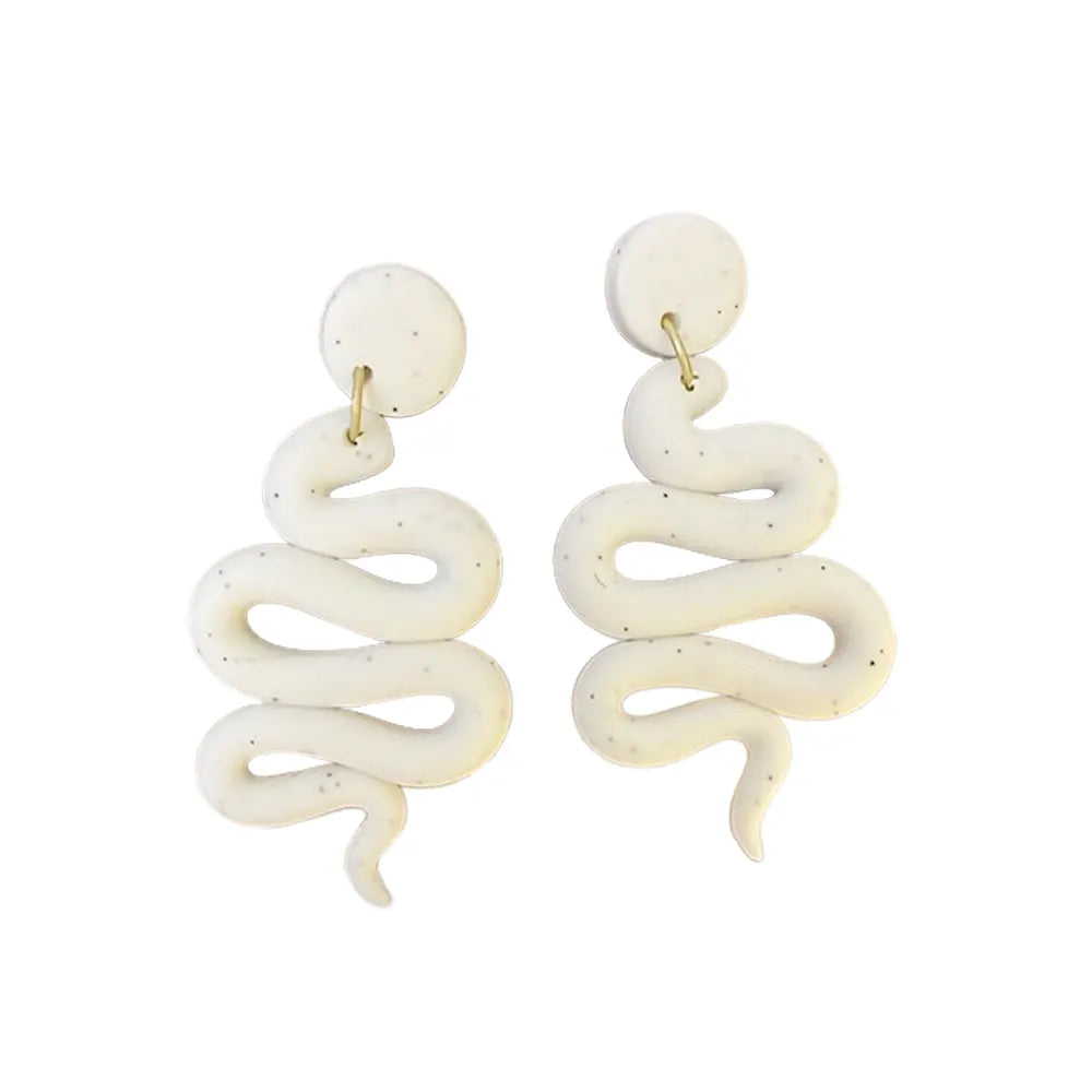 Snake Clay Earrings White Snakes Store™