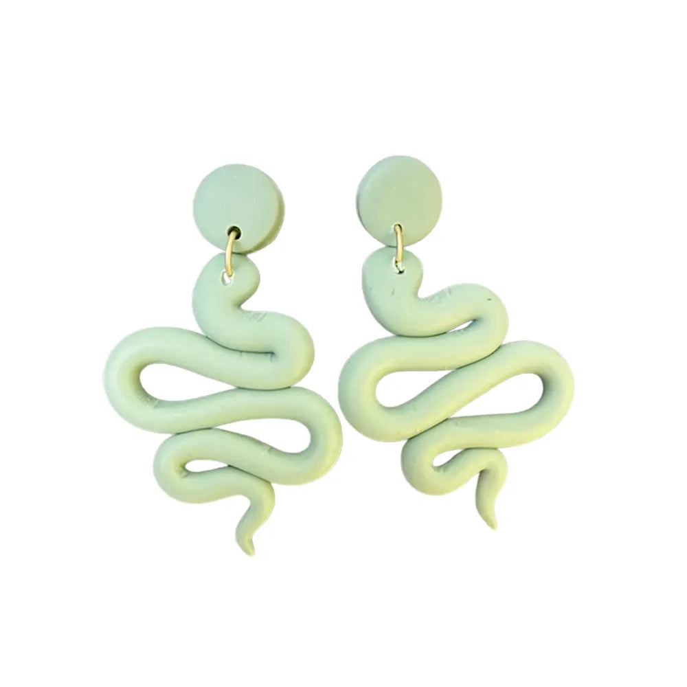 Snake Clay Earrings Green Snakes Store™