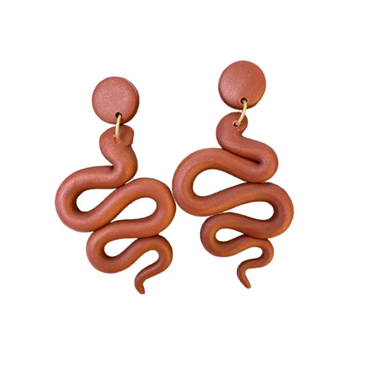 Snake Clay Earrings Brown Snakes Store™