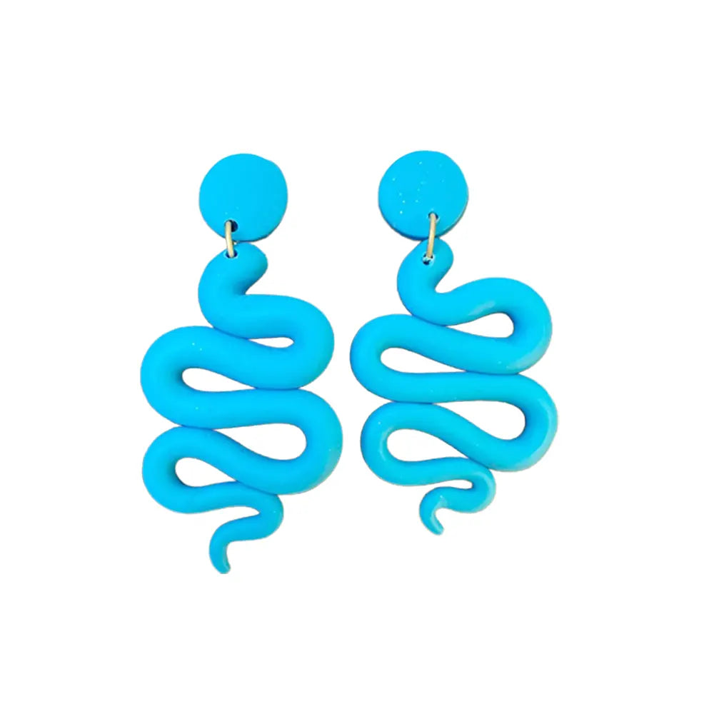 Snake Clay Earrings Blue Snakes Store™
