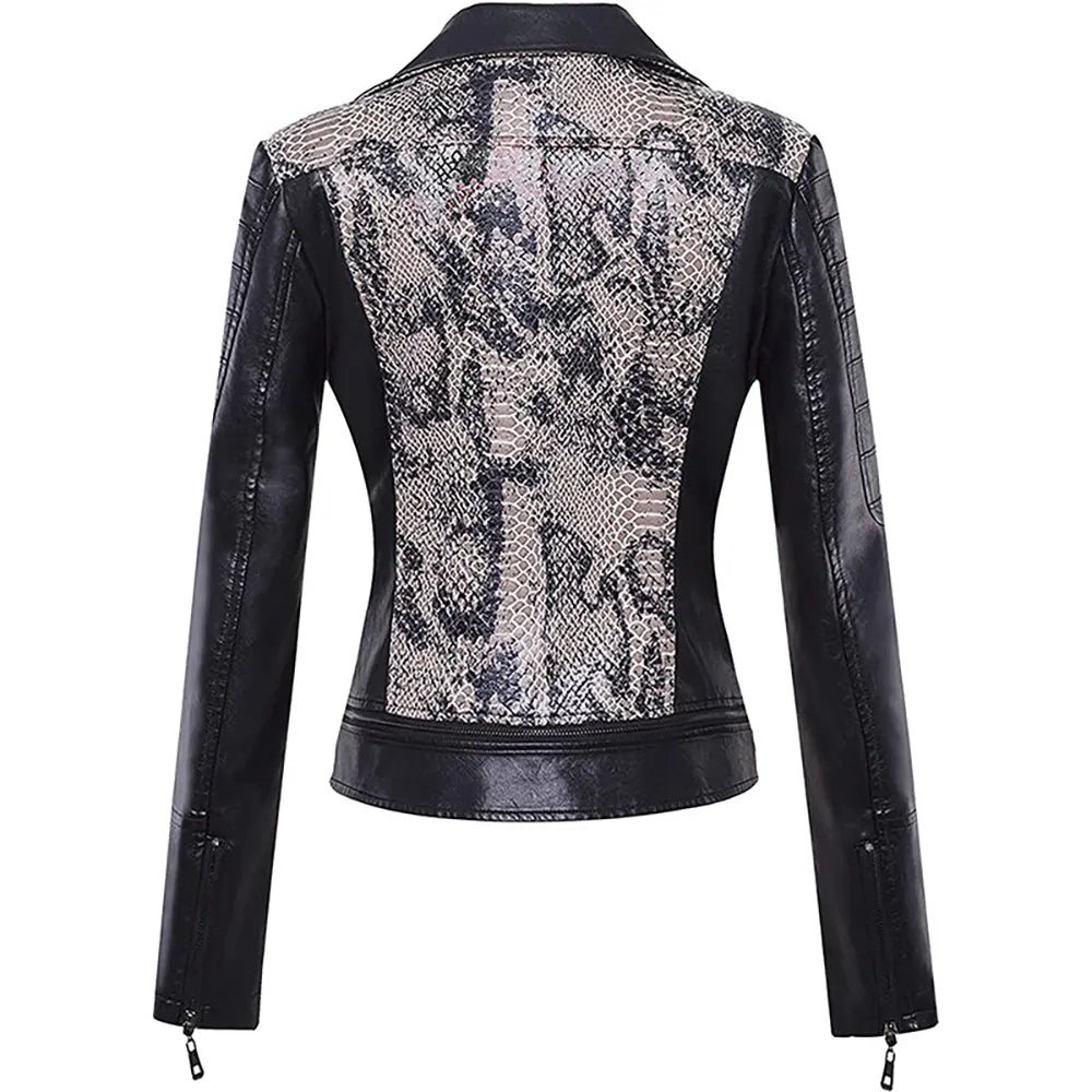 Snake Print Faux Leather Jacket Snakes Store™