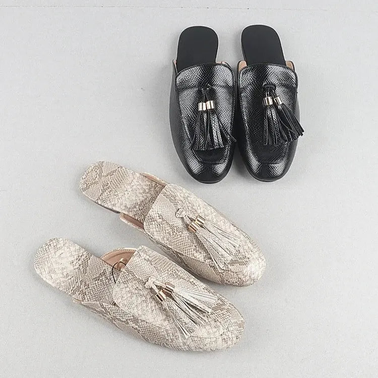 Snake Print Flat Mules Snakes Store