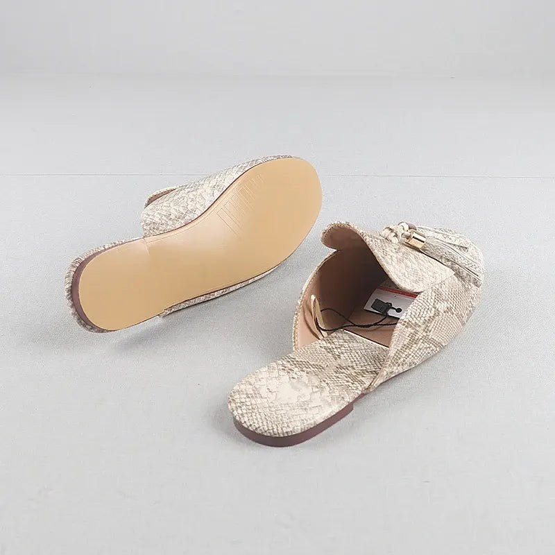 Snake Print Flat Mules Snakes Store