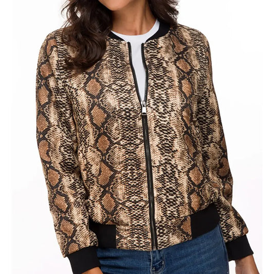 Snake Print Leather Jacket Brown Snakes Store™
