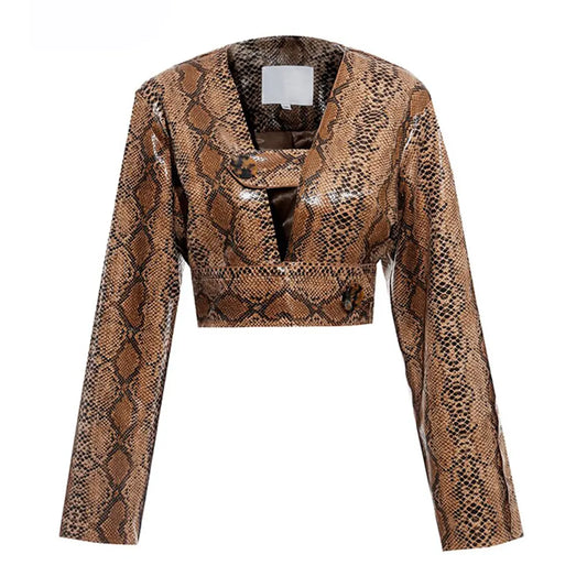 Snake Skin Leather Jacket Brown Snakes Store™