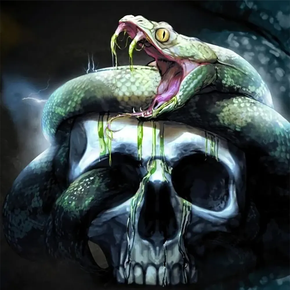 Snake Skull Painting Green Snakes Store™