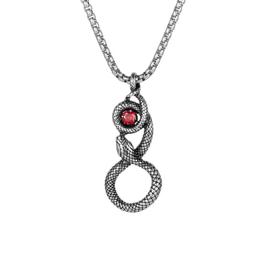 Snake Stone Pendant Silver Style A chain | CN Snakes Store™