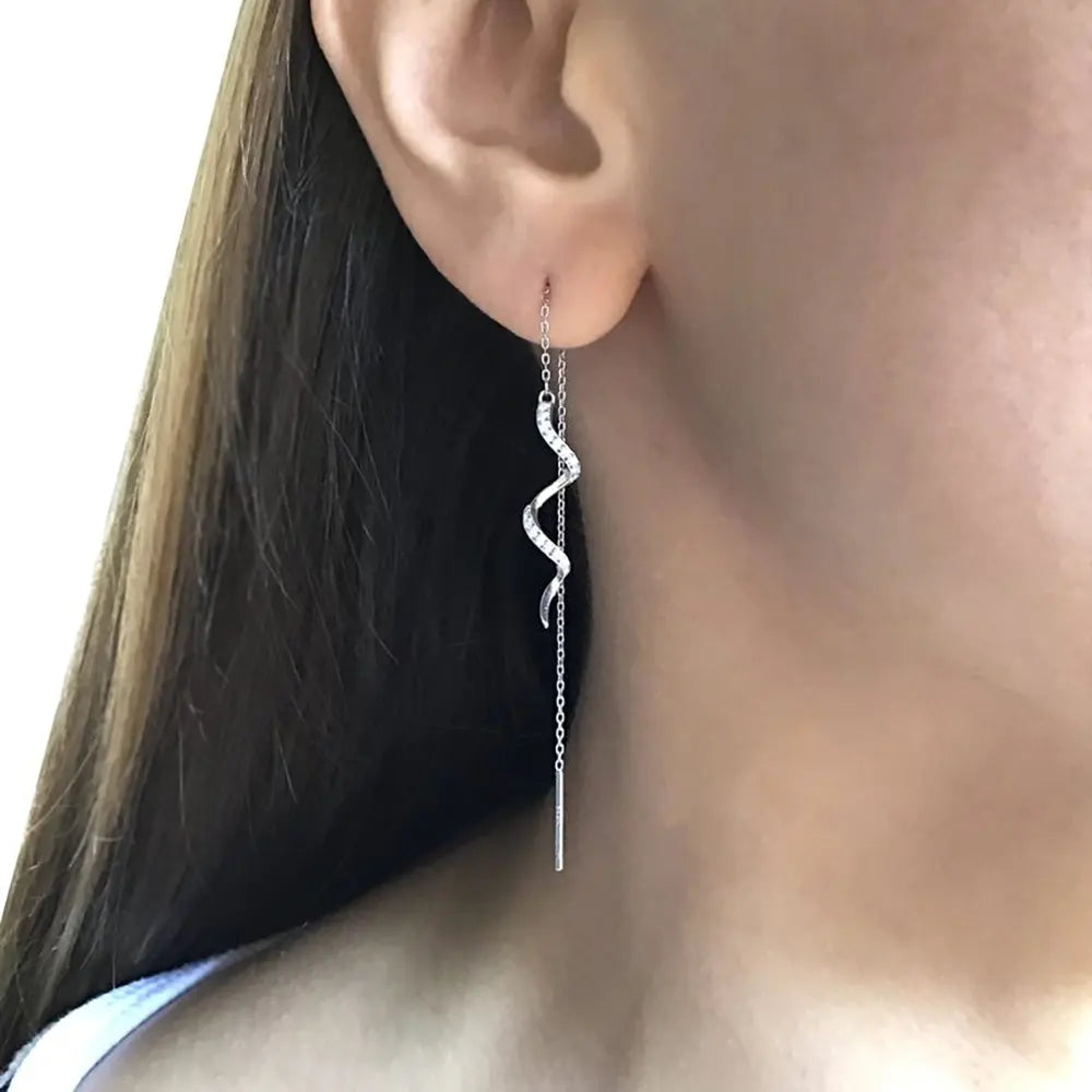 Snake Threader Earrings Silver Snakes Store™
