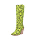 Womens Snakeskin Knee High boots Green Genuine Leather Snakes Store™